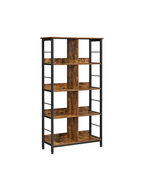 Biblioteca Vasagle, Model Lainey, 80x33x149 cm, Maro Rustic/Negru