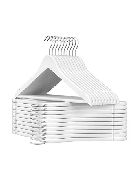 Set 20 umerase din lemn, Songmics, CRW03W-20, Alb