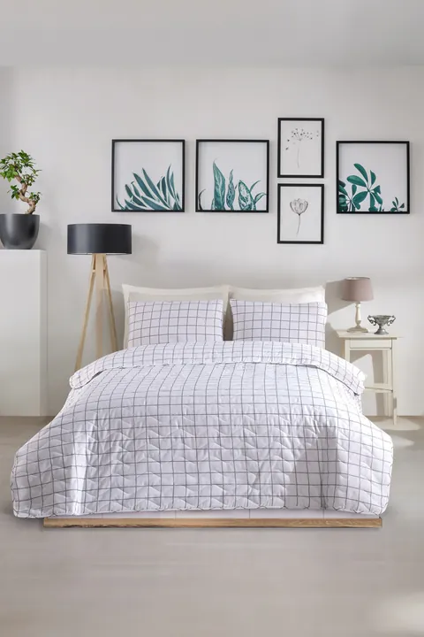 Set Cuvertura Pat Dublu Model Artus Grey