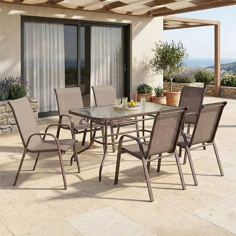 Set Masa si Scaune Gradina Valor-Calan 7 Piese Maro