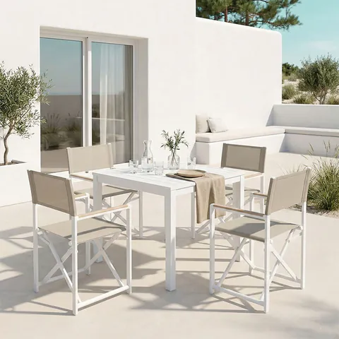 Set masă și scaune Kliton - Mabu, 5 piese, alb