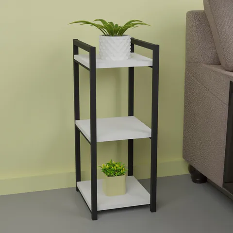 Etajeră Harvey, alb/negru, 33x28x70 cm