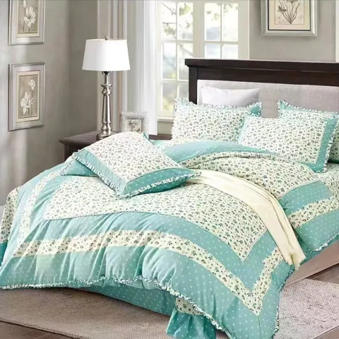 Lenjerie cu Broderie si Volanase Aqua Garden, 4 Piese (Finet)