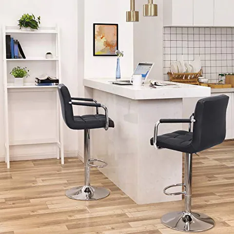 Set 2 scaune de bar Model Dangelo, Negru, 38x44.5x115 cm