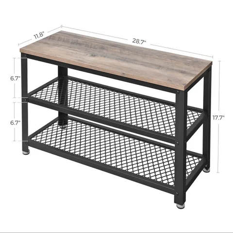 Bancheta cu suport pantofi Model Armando, Bej/Negru, 73x30x45.5 cm