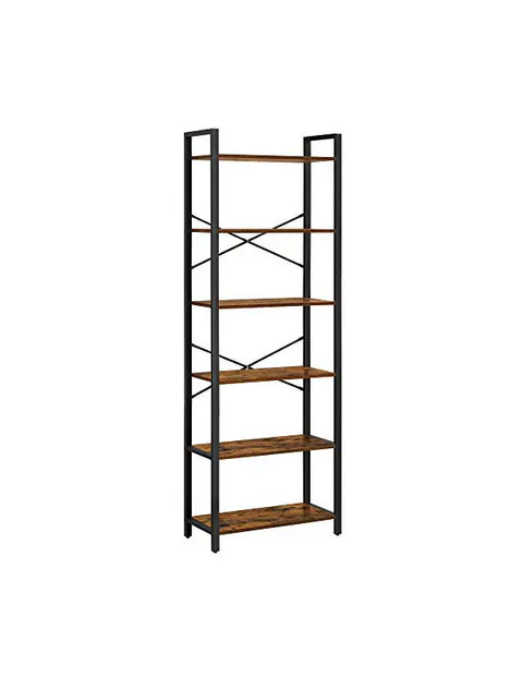 Biblioteca Vasagle, Model Dior, 66x30x186 cm, Maro Rustic/Negru