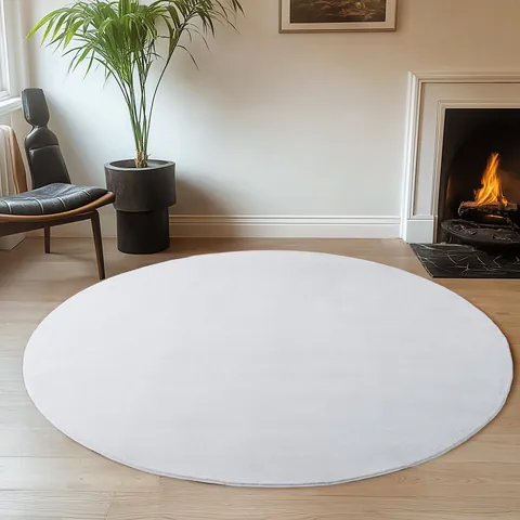 Covor Joy Alb, Rotund, D80 cm