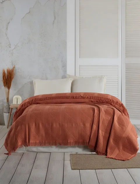 Cuvertura Pled pentru pat dublu Model Sirius Tile Red