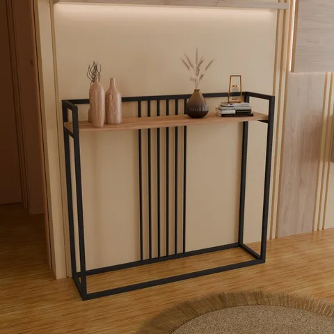 Masă consolă Convida, stejar/negru, 100x25x90 cm