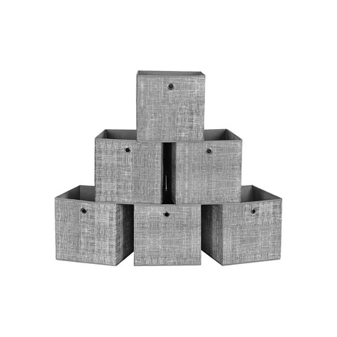 Set 6 cutii de depozitare pliabile SONGMICS, Gri, 30 x 30 x 30 cm