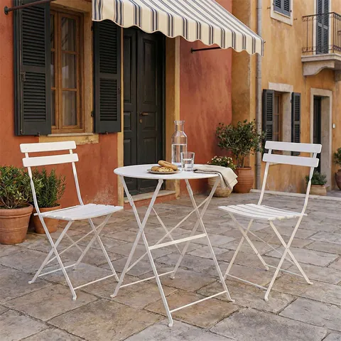 Set masă și scaune Bistro, 3 piese, alb