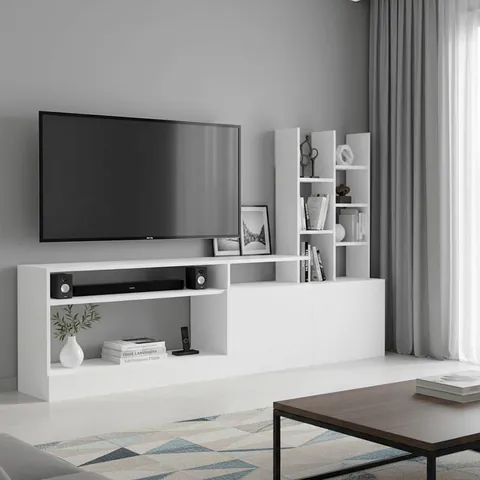 Mobilă TV Seruno, alb, 170x25x100 cm