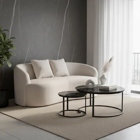 Canapea 2 Locuri Raini, crem, 178x82x68 cm