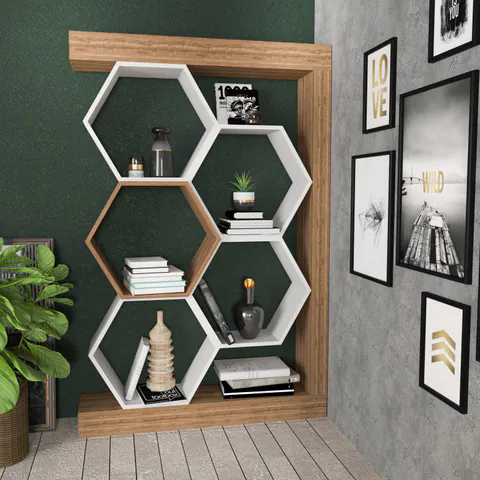 Biblioteca Model Artemis, Nuc/Alb, 90x24x140 cm