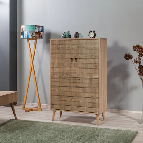 Comoda Model Multibox V2, Stejar sonoma, 80x36x127 cm