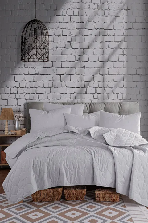 Cuvertura de pat 1 Persoana Model Solid Grey