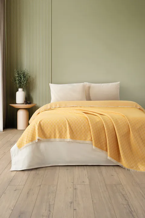 Cuvertura Pled pentru pat dublu Model Lapis Mustard
