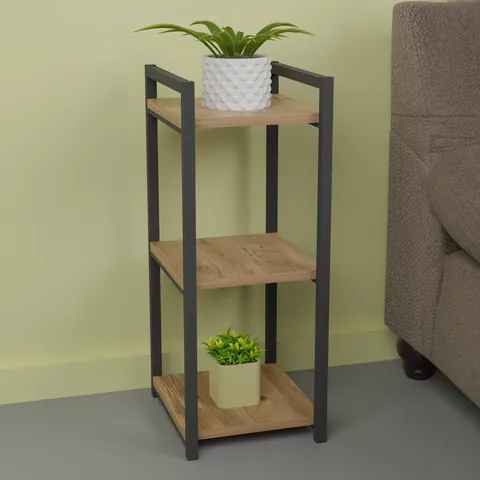Etajeră Harvey, natural/negru, 33x28x70 cm