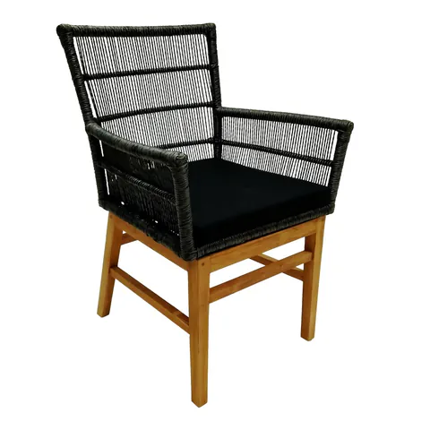 Scaun cu Brate Model Inca, Natur/Negru, 60x61x90 cm