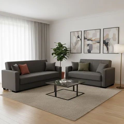 Set de 2 canapele extensibile Vox, antracit, 214x83x82 cm