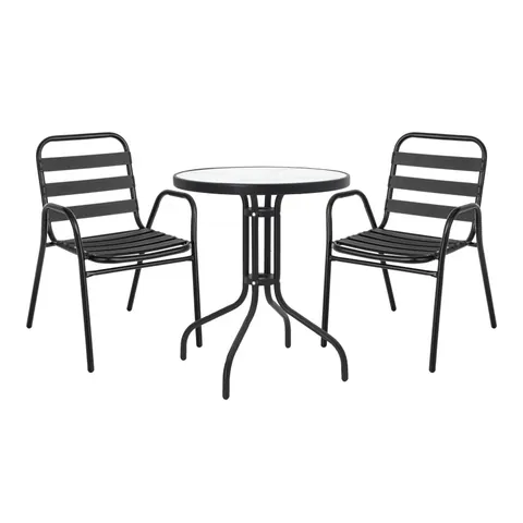 Set masă și scaune de exterior, 3 Piese, Model Watson-Sussie, Negru, D60x70 cm