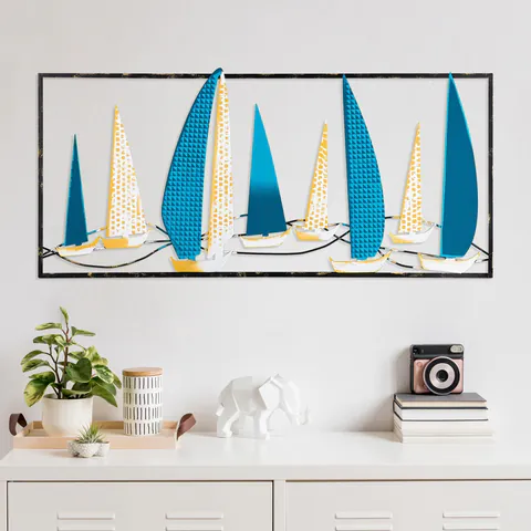 Tablou metalic Yelkenli Multicolor 40x90 cm