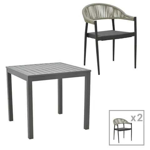 Set masă și scaune de exterior, 3 Piese, Model Kliton-Elation, Antracit, 80x80x74 cm