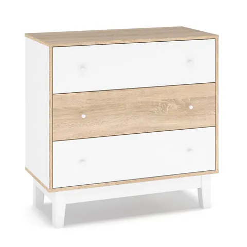 Comoda Model Awell, Alb/Stejar sonoma, 90x44x88.5 cm