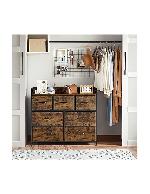 Comoda Vasagle, Model Hartman, 98x28.5x85 cm, Maro rustic/Negru