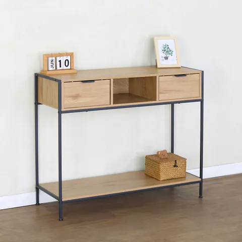 Masă Consolă Regando, stejar/negru, 100x35x80 cm