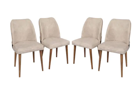 Set 4 scaune Model Nova, Crem/Nuc, 50x49x90 cm