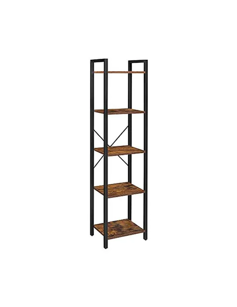 Biblioteca Vasagle, Model Edgar, 40x30x153 cm, Maro Rustic/Negru