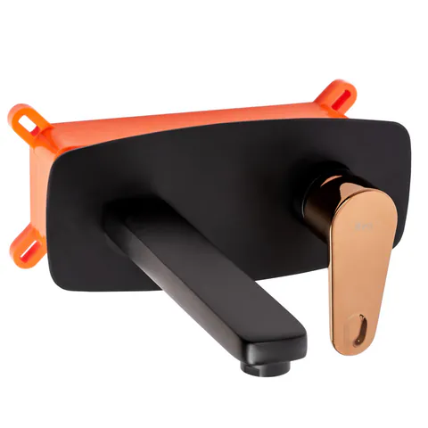 Baterie lavoar incastrata Rea Mild negru - Rose Gold cu corp ingropat