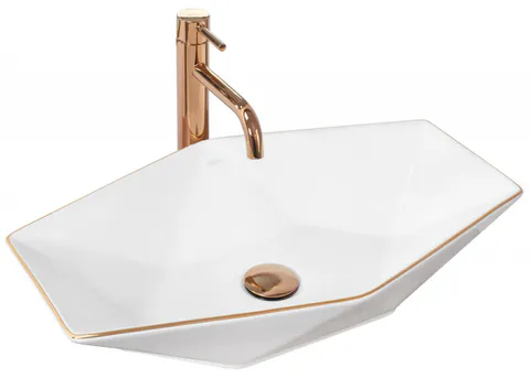 Lavoar pe blat Rea Vegas margini rose gold 57 cm