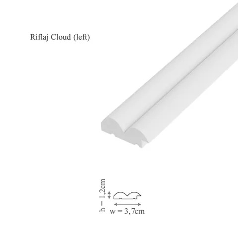 Profil stanga riflaj decorativ 3D, Cloud L, 3.7x1.2x250 cm, Manavi