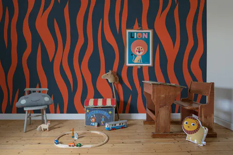 Tapet Zebra Lines, Blue & Red, Rebel Walls