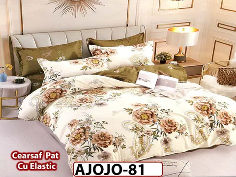 Lenjerie din finet 6 piese si cearceaf cu Elastic - AJOJO81