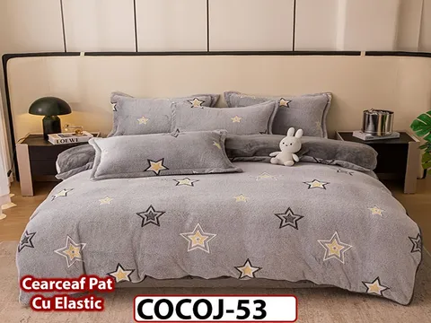 Lenjerie De Pat COCOLINO de 2 Persoane cu Ceacrceaf Elastic 4 piese - COCOJ53