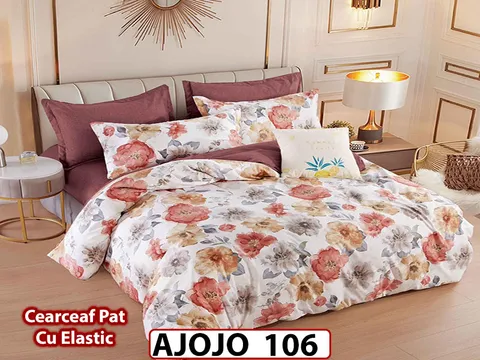 Lenjerie din finet 6 piese si cearceaf cu Elastic - AJOJO106