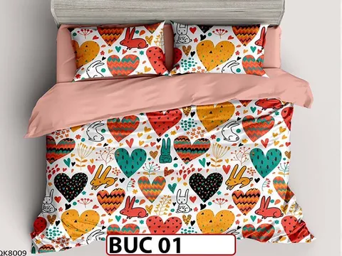 Lenjerie pentru 1 persoana din bumbac 100% 4 piese -BUC01