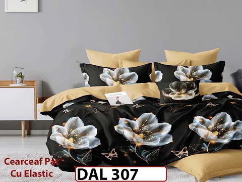 Lenjerie din finet cu 6 piese si cearceaf cu Elastic - DAL307