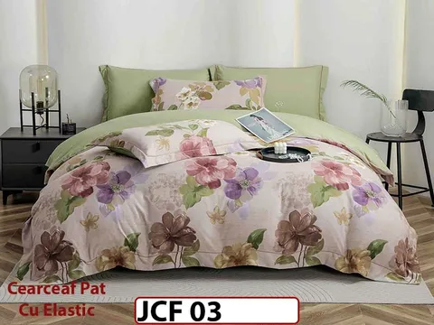 Lenjerie din finet 6 piese cu cearceaf elastic - JCF03