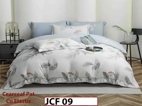 Lenjerie din finet 6 piese cu cearceaf elastic - JCF09