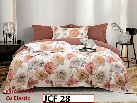 Lenjerie din finet 6 piese cu cearceaf elastic - JCF28