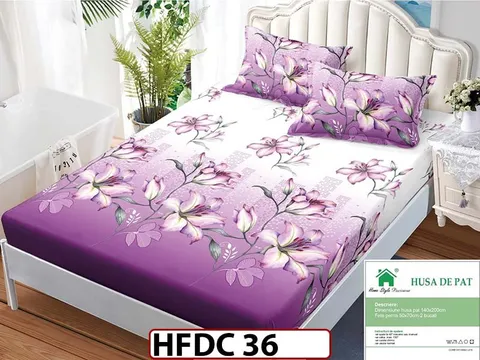 Husa de Pat din Finet + 2 Fete de Perne - Saltea 140x200 - Pat 2 Persoane -HFDC36