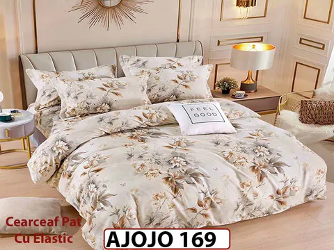 Lenjerie din finet 6 piese si cearceaf cu Elastic - AJOJO169