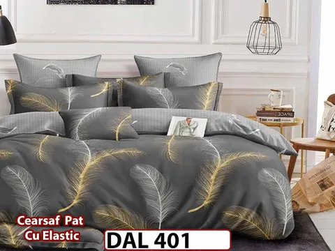 Lenjerie din finet cu 6 piese si cearceaf cu Elastic - DAL401