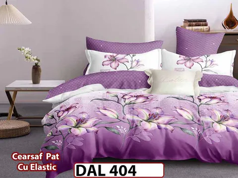 Lenjerie din finet cu 6 piese si cearceaf cu Elastic - DAL404