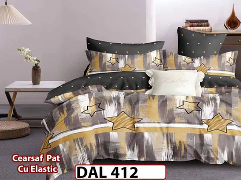 Lenjerie din finet cu 6 piese si cearceaf cu Elastic - DAL412