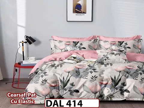 Lenjerie din finet cu 6 piese si cearceaf cu Elastic - DAL414